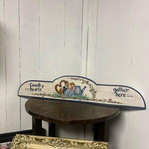 Country Hearts Gather Here Rustic Entryway Door Wall Decor - Blue and Cream